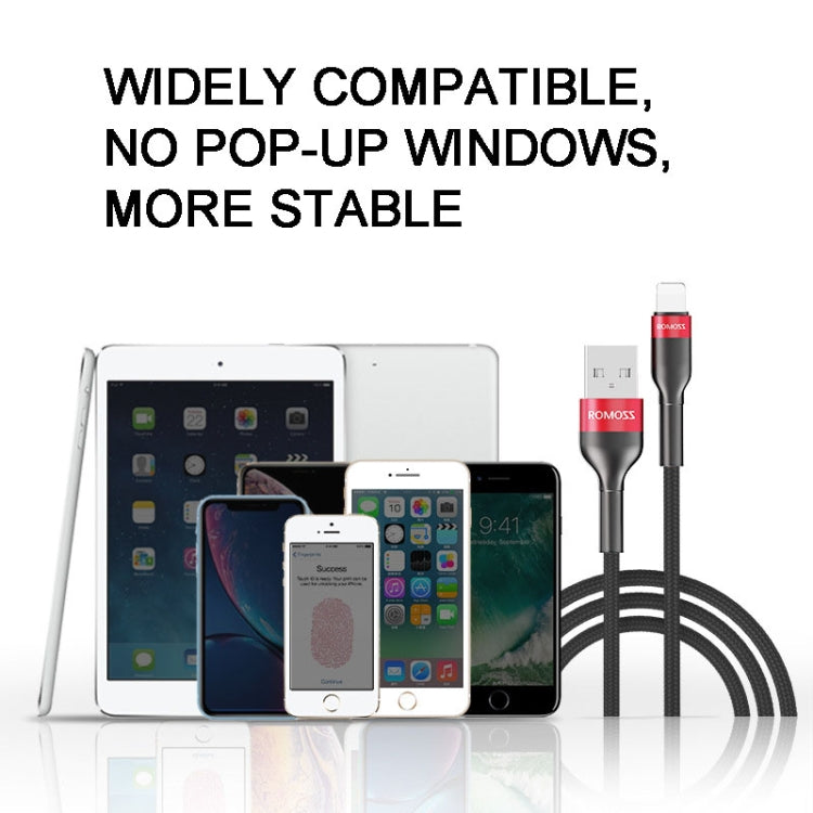 ROMOSS  CB12B 2.4A 8 Pin Fast Charging Cable For IPhone / IPad Data Cable 2m(Gray Black)