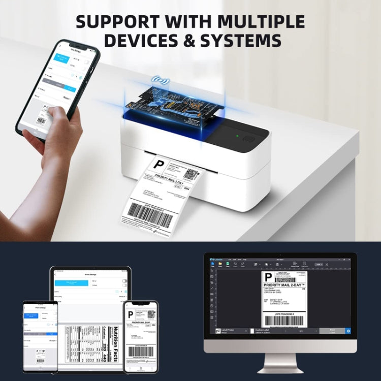 Phomemo PM241-BT Bluetooth Address Label Printer Thermal Shipping Package Label Maker, Size: EU(Black White)