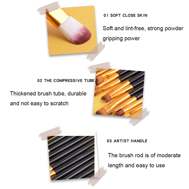 20pcs/set Wooden Handle Makeup Brush Set Beauty Tool Brushes(Black+Pink)