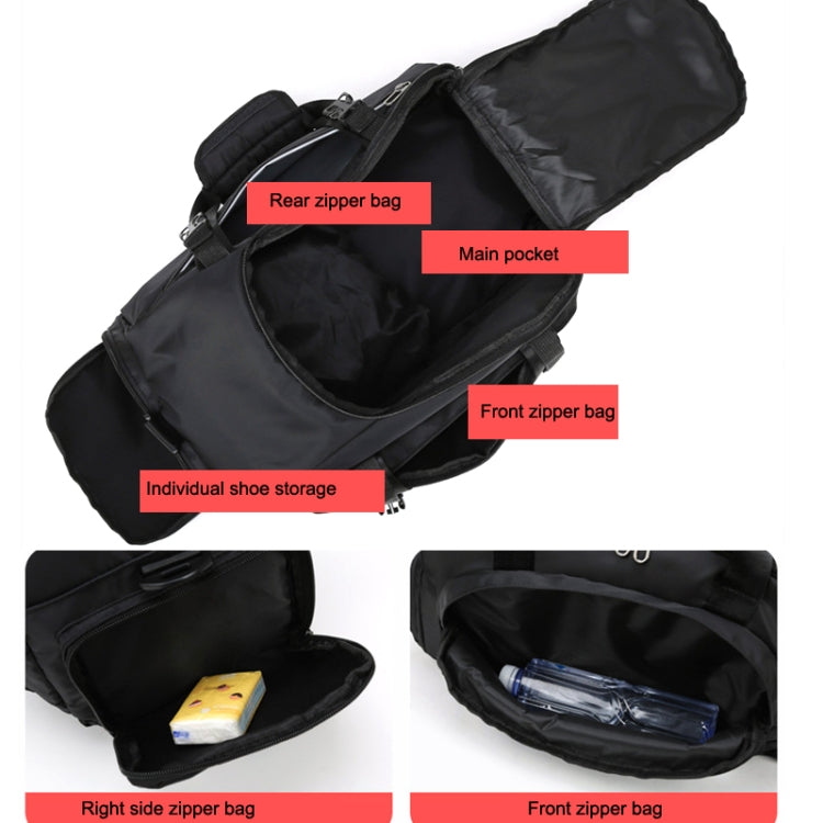 Wet and Dry Separation Fitness Backpack Swimming Taekwondo Waterproof Travel Bag(Black Bottom Yellow Word)