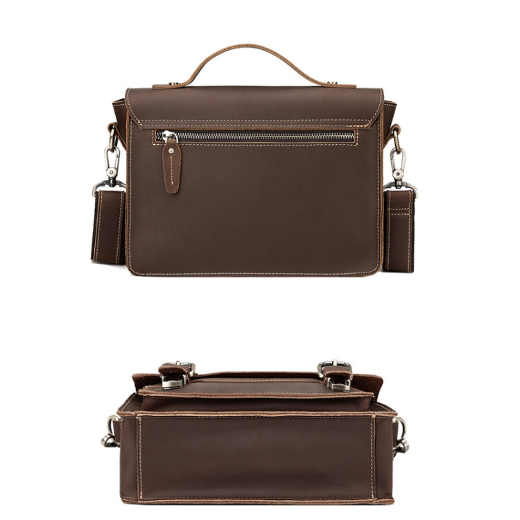 HUMERPAUL Leather Crossbody Bag Men Retro Shoulder Bag Commuter Men Small Square Bag(Coffee)