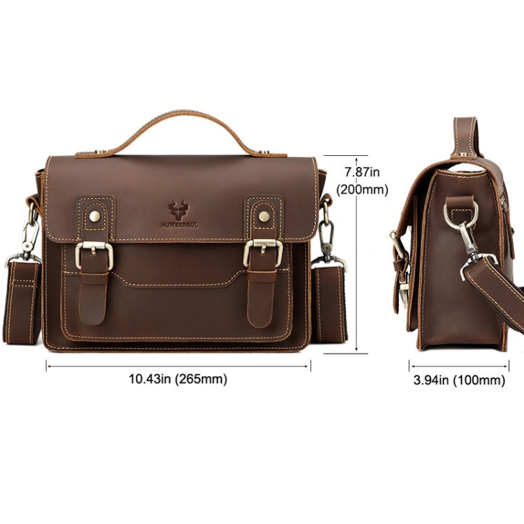 HUMERPAUL Leather Crossbody Bag Men Retro Shoulder Bag Commuter Men Small Square Bag(Coffee)