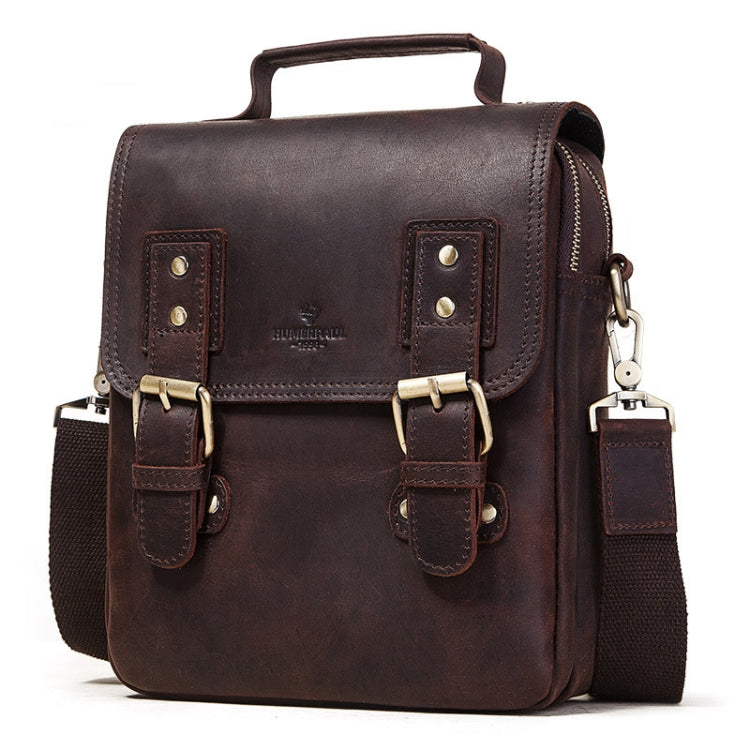 HUMERPAUL Leather Crossbody Bag Men Leather Backpack Shoulder Bag(Brown)