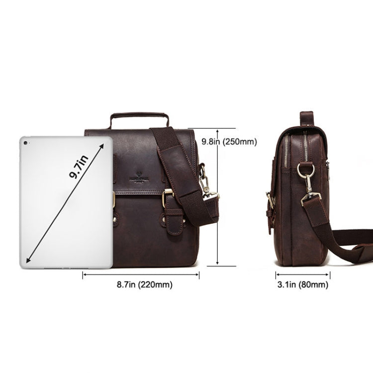 HUMERPAUL Leather Crossbody Bag Men Leather Backpack Shoulder Bag(Brown)