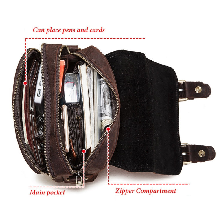 HUMERPAUL Leather Crossbody Bag Men Leather Backpack Shoulder Bag(Brown)