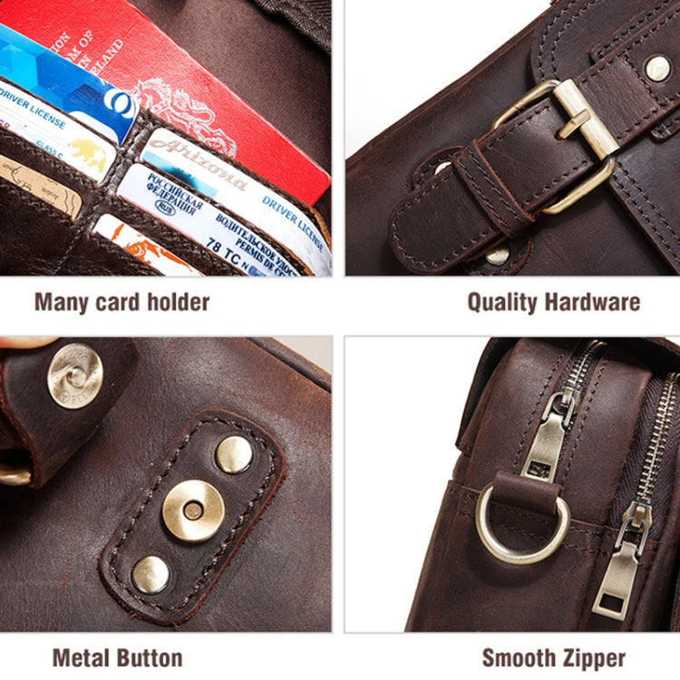 HUMERPAUL Leather Crossbody Bag Men Leather Backpack Shoulder Bag(Brown)