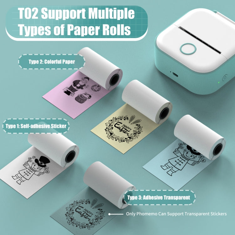 Phomemo T02 Standard Error Mini Pocket Small Portable Bluetooth Phone Photo Label Thermal Printer(Green)