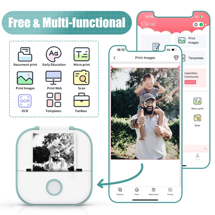 Phomemo T02 Gift Box Phone Bluetooth Mini Printer Photo Thermal Printer Family Student Wrong Question Printer(White)