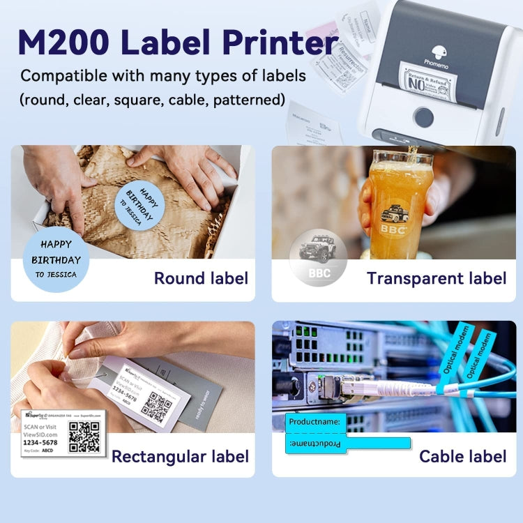 Phomemo M200 QR Code Tag Handheld Portable Bluetooth Thermal Label Printer, M200