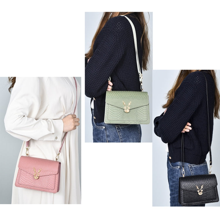 Outdoor Crocodile Pattern Leather Single-Shoulder Crossbody Bag Mobile Phone Bag(Pink)