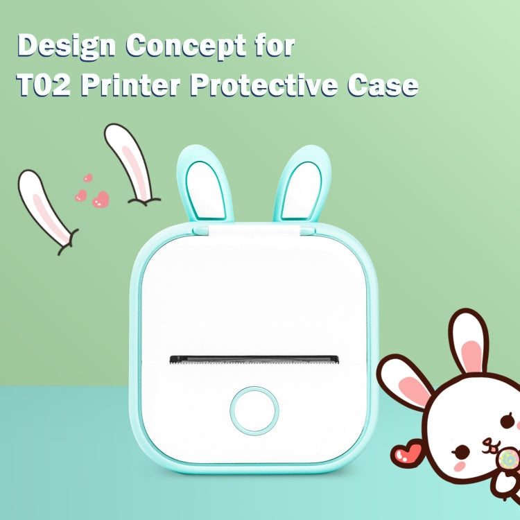 For Phomemo T02 Printer Silicone Protective Case(Pink Rabbit Ear)