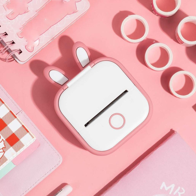 For Phomemo T02 Printer Silicone Protective Case(Pink Rabbit Ear)