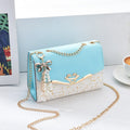 Messenger Sequins Shoulder Bag Women Mobile Phone Coin Purse, Color: Lake Blue With Pendant