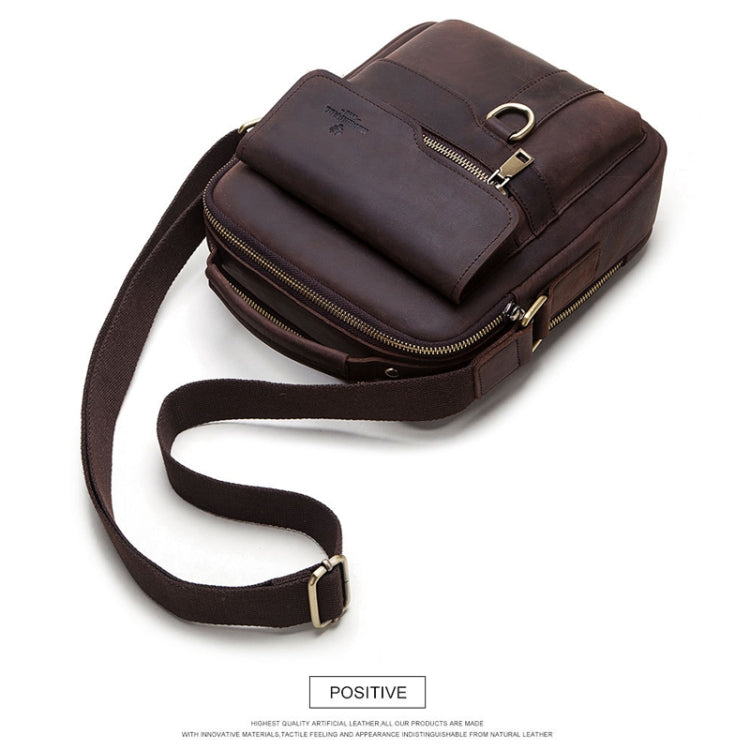 HUMERPAUL Men Leather Cross-Body Bag Shoulder Bag(Brown)