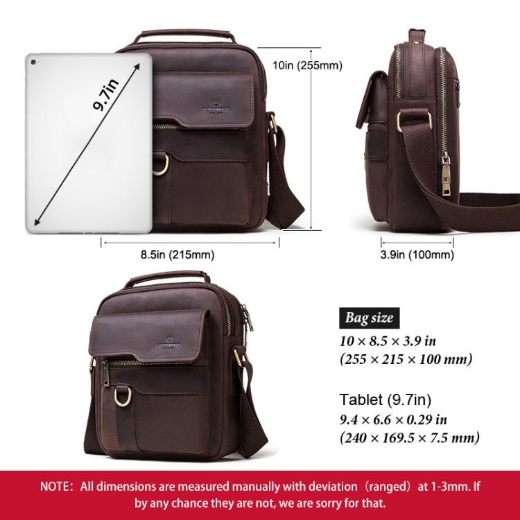 HUMERPAUL Men Leather Cross-Body Bag Shoulder Bag(Brown)
