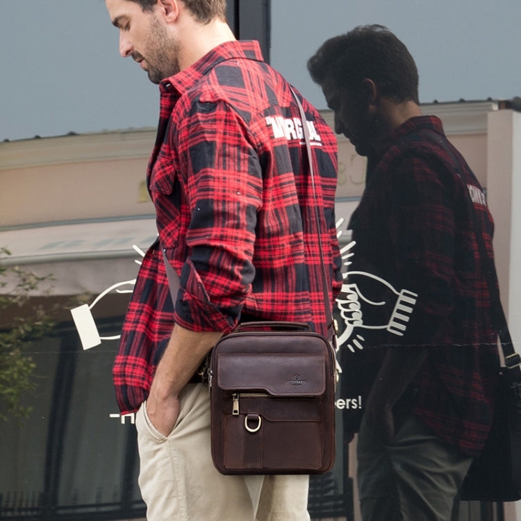 HUMERPAUL Men Leather Cross-Body Bag Shoulder Bag(Brown)