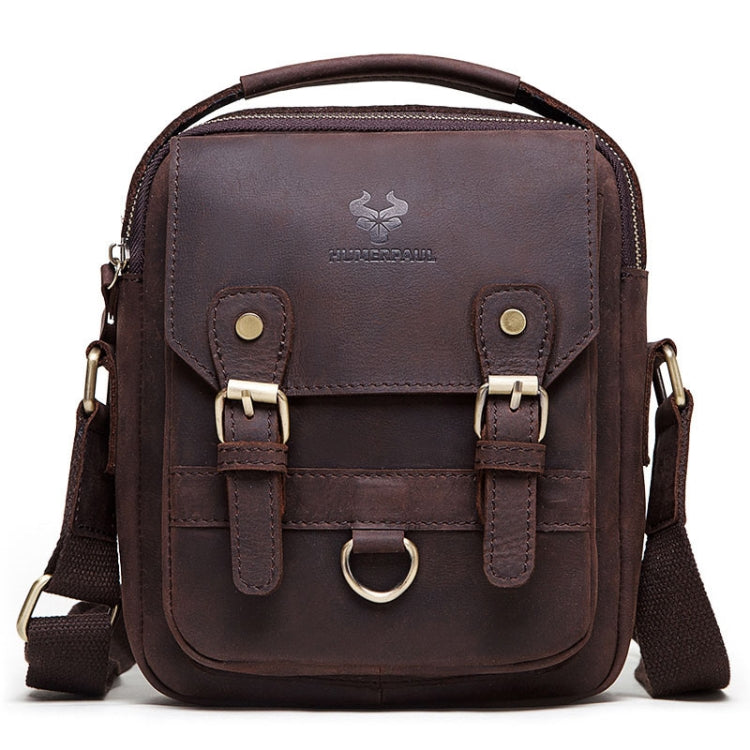 HUMERPAUL Men Shoulder Bag Retro Leather Crossbody Bag(Brown)