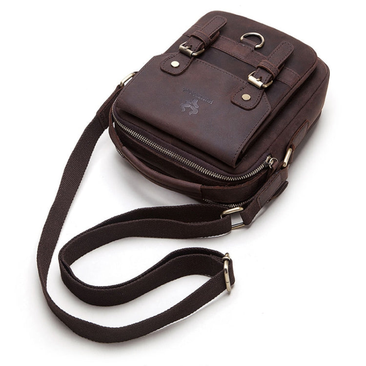 HUMERPAUL Men Shoulder Bag Retro Leather Crossbody Bag(Brown)