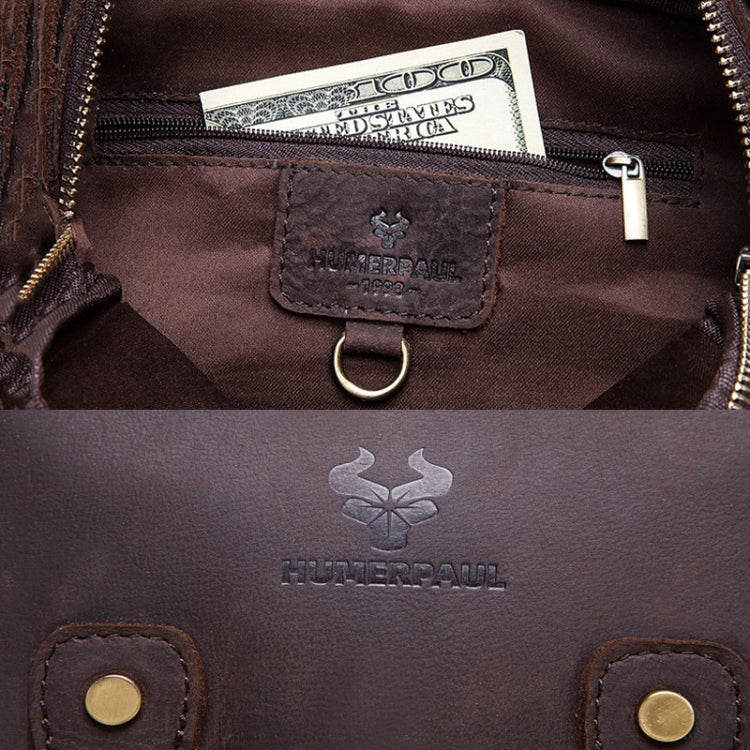 HUMERPAUL Men Shoulder Bag Retro Leather Crossbody Bag(Brown)