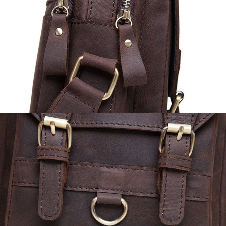 HUMERPAUL Men Shoulder Bag Retro Leather Crossbody Bag(Brown)