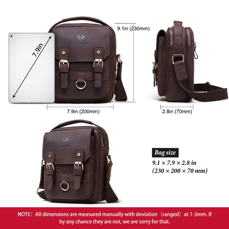HUMERPAUL Men Shoulder Bag Retro Leather Crossbody Bag(Brown)