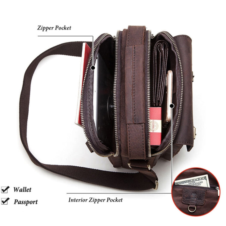 HUMERPAUL Men Shoulder Bag Retro Leather Crossbody Bag(Brown)