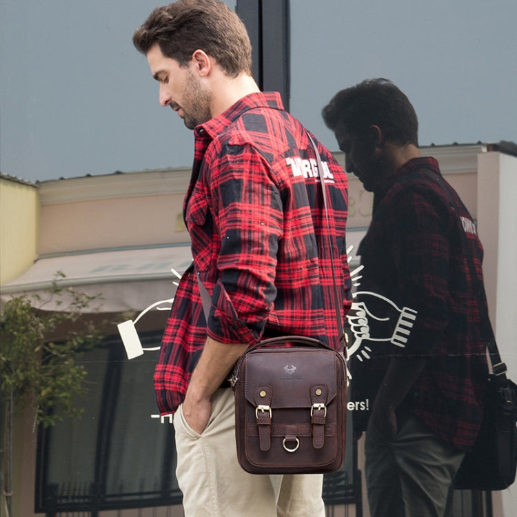 HUMERPAUL Men Shoulder Bag Retro Leather Crossbody Bag(Brown)