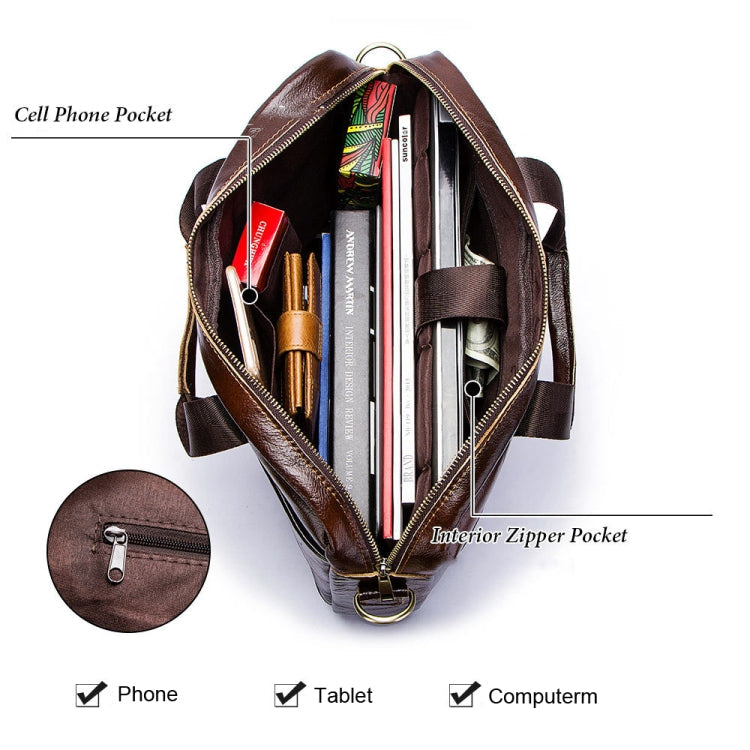HUMERPAUL Men Leather Meter Bag Retro Messenger Bag Handbag Shoulder Bag(Brown)