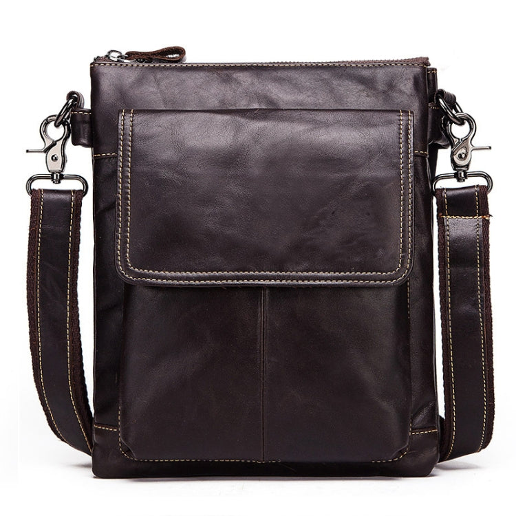 HUMERPAUL Men Crossbody Bag Retro Simple Backpack Leather Shoulder Bag(Dark Brown)