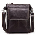 HUMERPAUL Men Crossbody Bag Retro Simple Backpack Leather Shoulder Bag(Dark Brown)