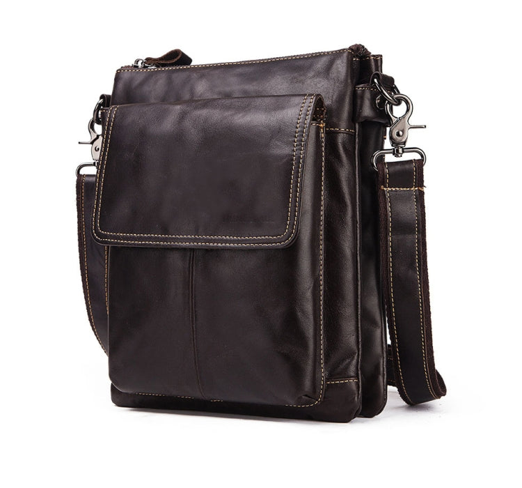 HUMERPAUL Men Crossbody Bag Retro Simple Backpack Leather Shoulder Bag(Dark Brown)
