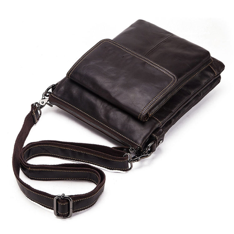 HUMERPAUL Men Crossbody Bag Retro Simple Backpack Leather Shoulder Bag(Dark Brown)
