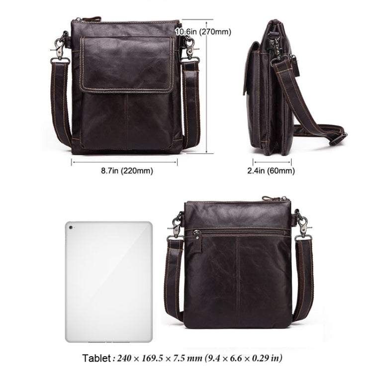 HUMERPAUL Men Crossbody Bag Retro Simple Backpack Leather Shoulder Bag(Dark Brown)