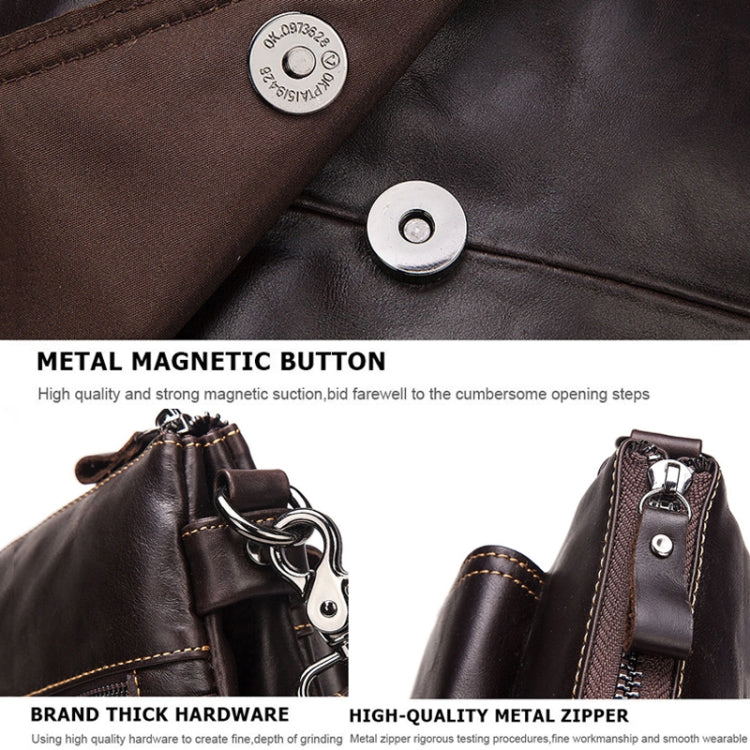 HUMERPAUL Men Crossbody Bag Retro Simple Backpack Leather Shoulder Bag(Dark Brown)