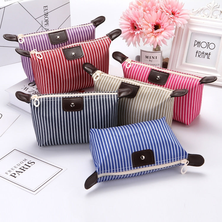 Striped Dumpling Cosmetic Bag Travel Folding Toiletry Bag(Navy Blue)