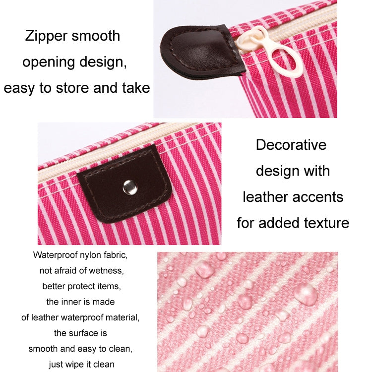 Striped Dumpling Cosmetic Bag Travel Folding Toiletry Bag(Navy Blue)