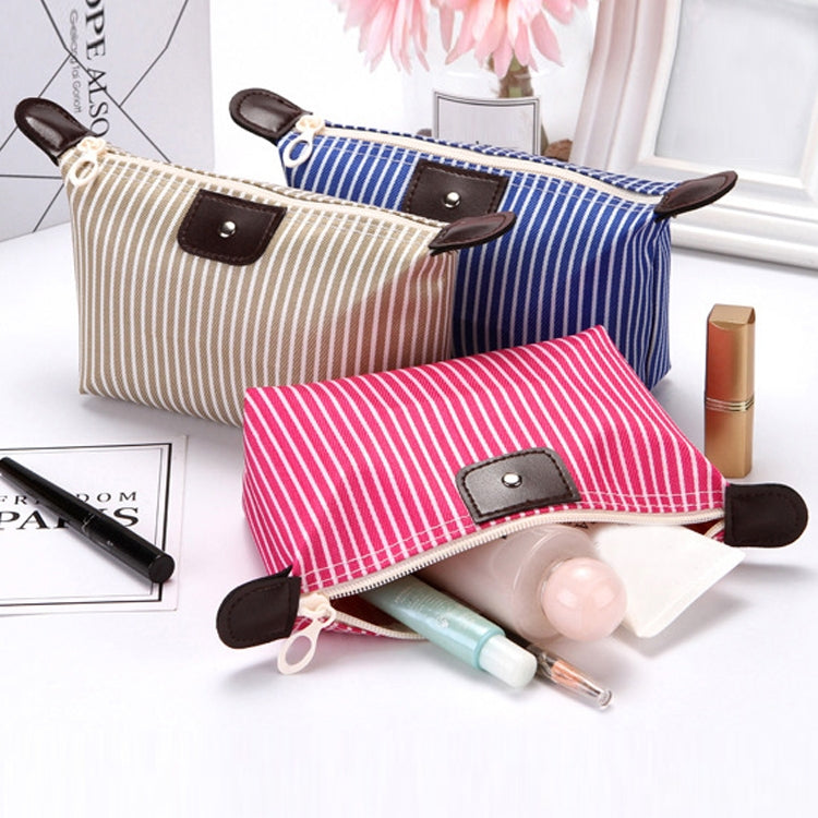 Striped Dumpling Cosmetic Bag Travel Folding Toiletry Bag(Navy Blue)