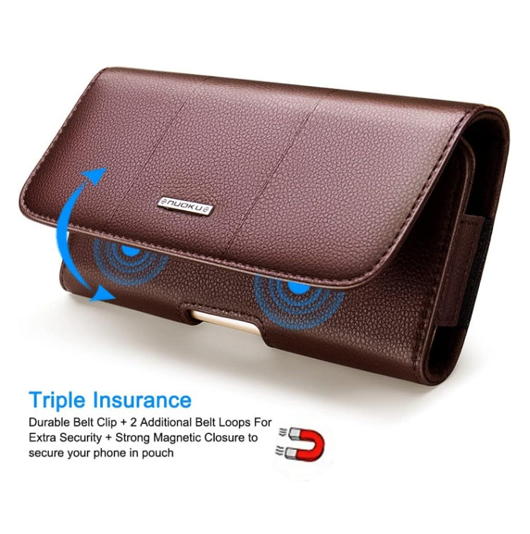 Nuoku Magnetic Flaps Leather Belt Case For Smart Phones, 17.3 x 8 x 2.5cm  6.7 Inch