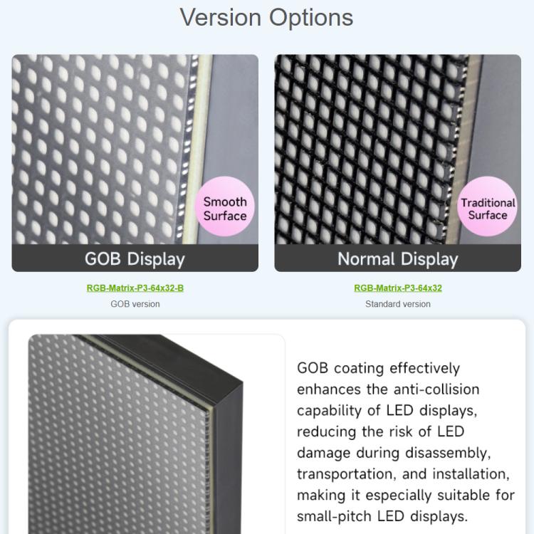 Waveshare RGB Full-color LED Matrix Panel, 3mm Pitch, 64 × 32 Pixels, Adjustable Brightness,, 20117, 33840