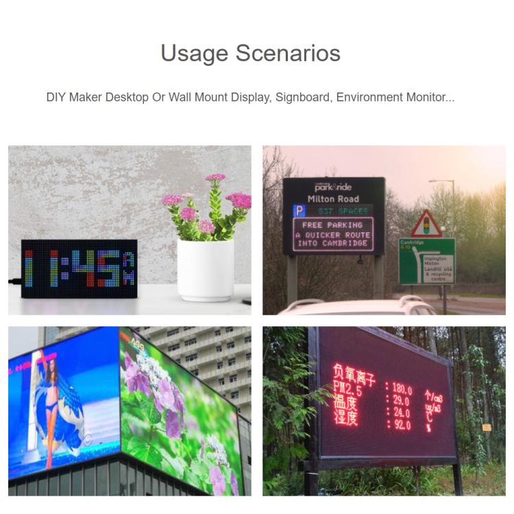 Waveshare RGB Full-color LED Matrix Panel, 3mm Pitch, 64 × 32 Pixels, Adjustable Brightness,, 20117, 33840