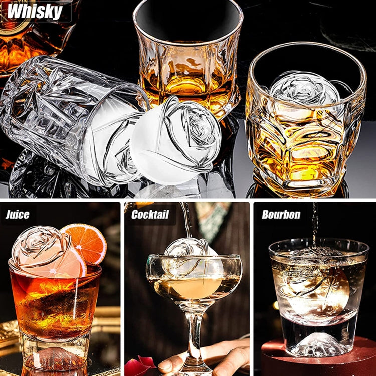 4-Holes Rose Diamond Shape Cocktail Ice Cube Molds Silicone Ice Ball Maker, Color: Dark Green with Ice Clip
