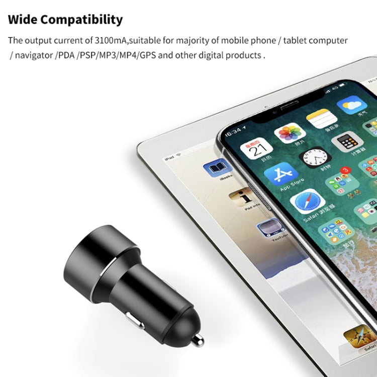 Mini Multifunctional Dual USB Digital Display Car Charger, Black, Grey, Red