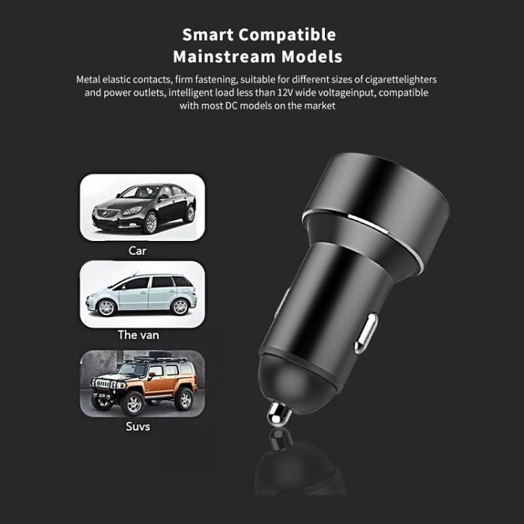 Mini Multifunctional Dual USB Digital Display Car Charger, Black, Grey, Red