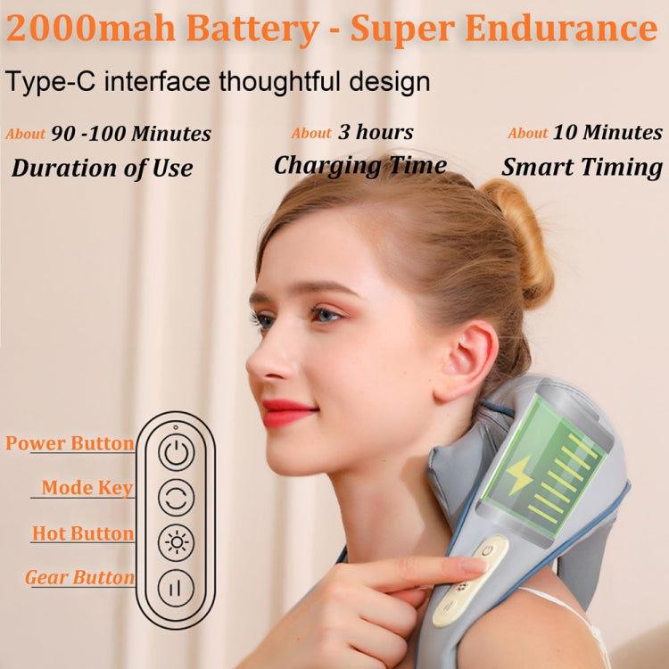 Electric Neck And Shoulder Massager Shiatsu Back Neck Massager With Heat(White)