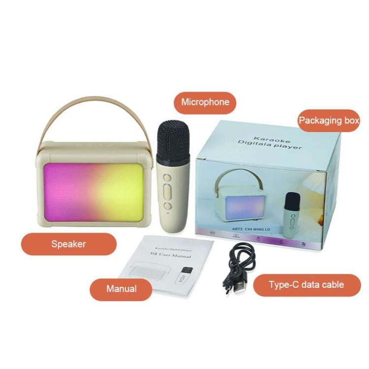 Portable RGB Lighting Effect Bluetooth Speaker Home Mini Karaoke Audio, Style: Dual Microphone+Speaker(Pink)