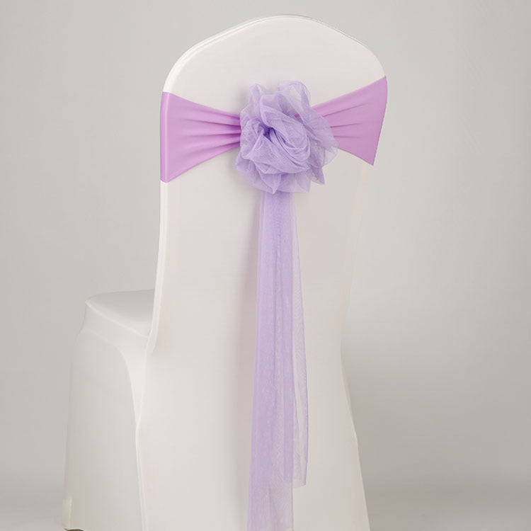 Hotel Wedding Organza Free Tie Chair Back Flower Seat Yarn Decorations Tulle Chair Back Bows(Shallow Purple)