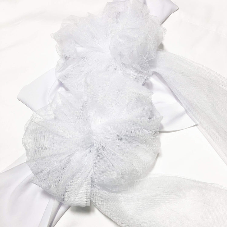 Hotel Wedding Organza Free Tie Chair Back Flower Seat Yarn Decorations Tulle Chair Back Bows(Shallow Purple)