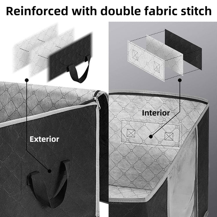 Non-Woven Fabric Foldable Underbed Storage Bag For Clothes Blankets And Shoes 100x50x15cm(4 Handles Black)