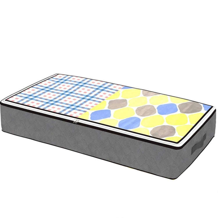 Non-Woven Fabric Foldable Underbed Storage Bag for Clothes Blankets 100x50x18cm(Deep Gray Transparent Cover)