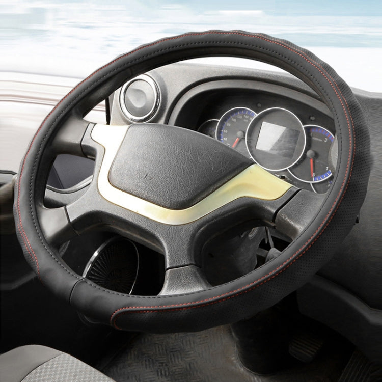 45cm Leather Truck Steering Wheel Cover(Black)